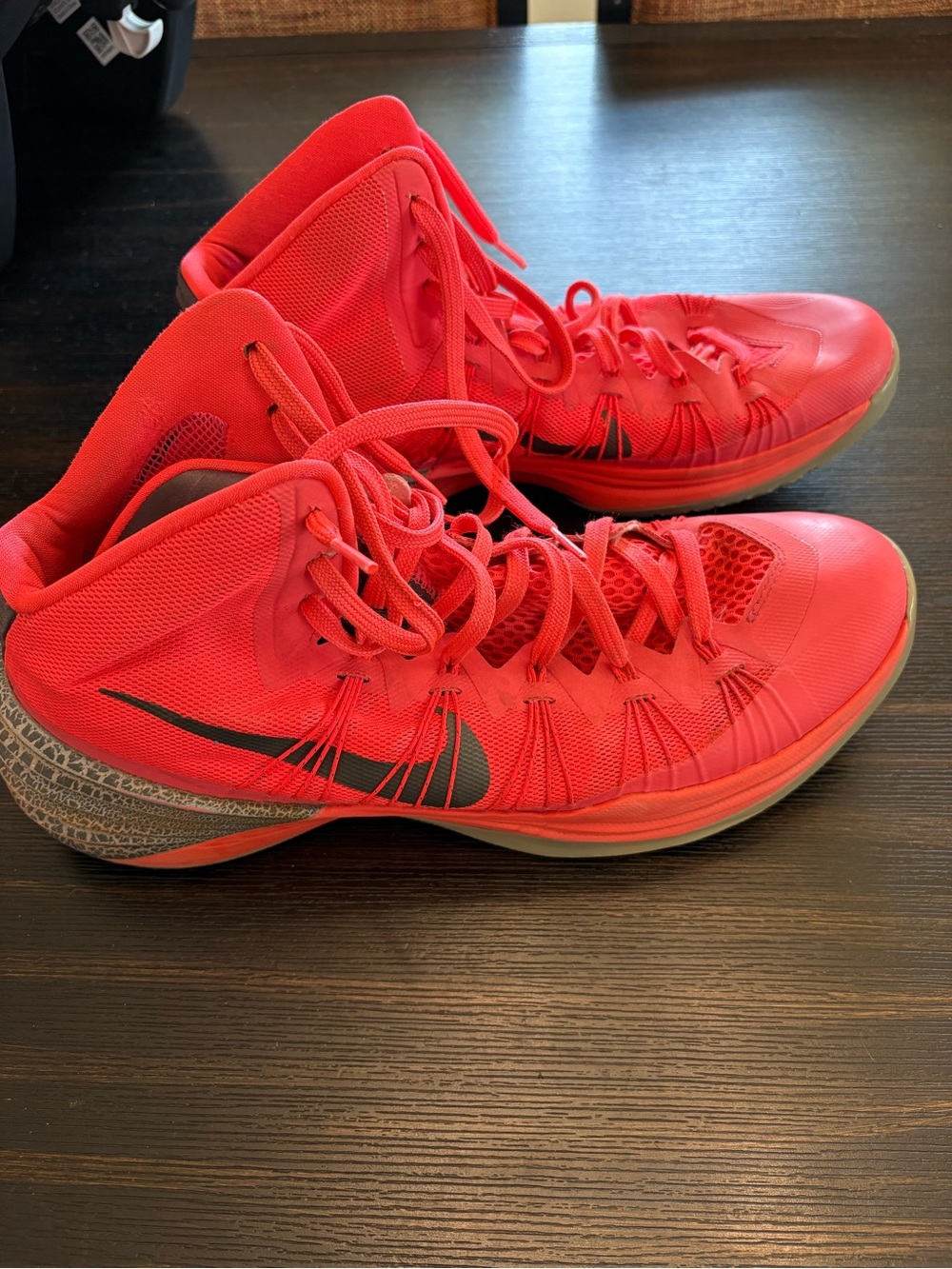 Nike Mens Red High-Top Sneakers with Black Swoosh